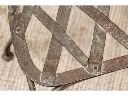 Pair Of Hand Wrought Iron Steel Side Chairs