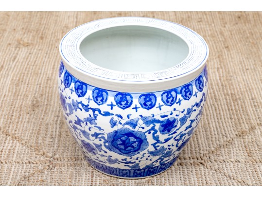 Chinese Blue And White Porcelain Jardiniere, 20th C. 