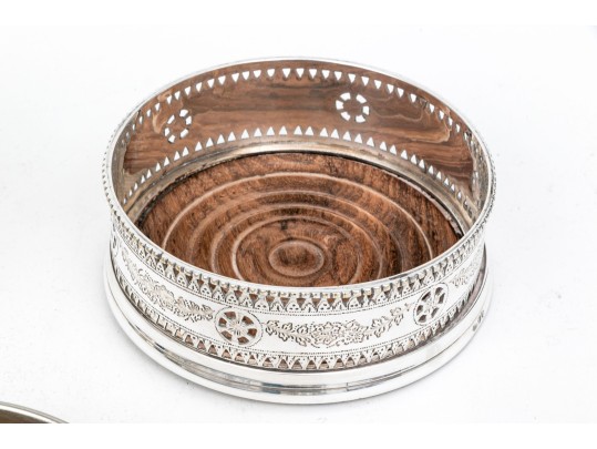 Collection Of Eight Fine Silverplate Wine Bottle Coasters