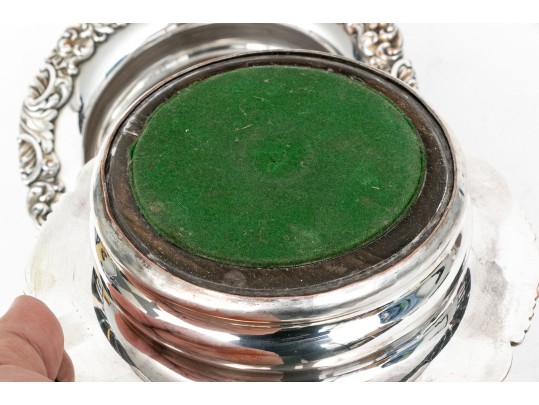 Pair Of Fine Vintage Silverplate Mounted Wine Coasters