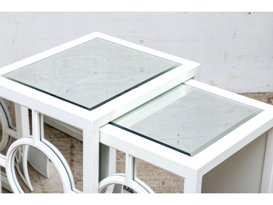 Set Of Four Stylish Mirrored Nesting Tables, Including Two Pairs