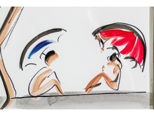 Signed Gouache On Paper Fashion Illustration, Circa 1964