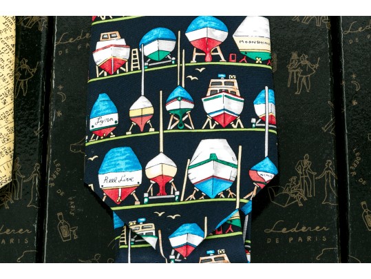 Four Boxed Designer Silk Men's Ties, Alynn Neckwear For Lederer Paris