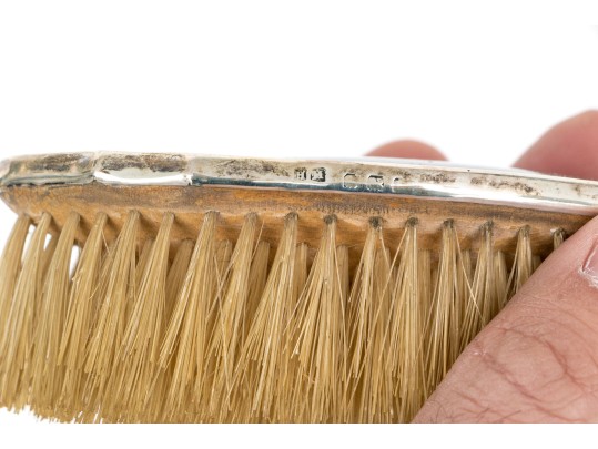 Fine Vintage Assembled Dresser Set With Sterling Silver Mounts 