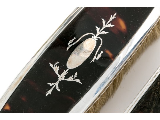 Fine Vintage Assembled Dresser Set With Sterling Silver Mounts 