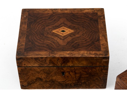 Group Of Three Fine Vintage / Antique Figured Wood Boxes