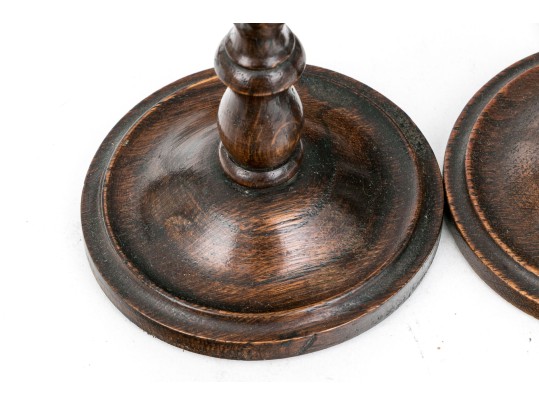 Collection Of 10 Antique Barley Twist Wood Candlesticks