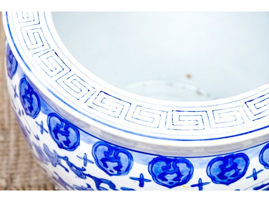 Chinese Blue And White Porcelain Jardiniere, 20th C. 