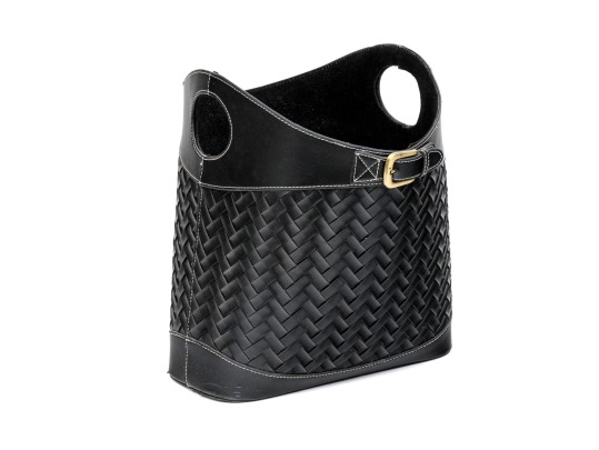 Vintage Black Woven Leather Bucket