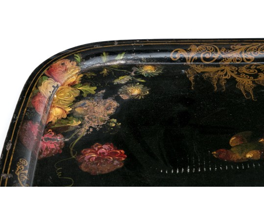 Fine Early 19th Century Floral Decorated Tole Tray 