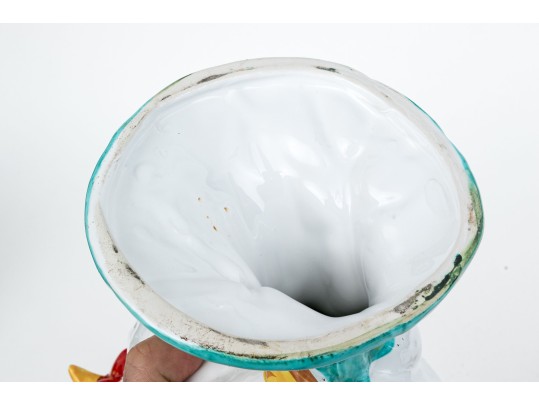 Adorable Pair Of Majolica Naturalistic Models Of Chickens