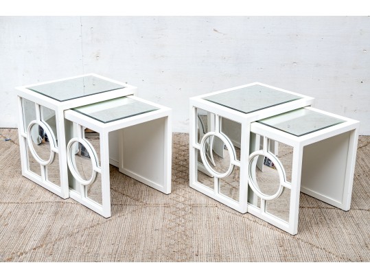 Set Of Four Stylish Mirrored Nesting Tables, Including Two Pairs