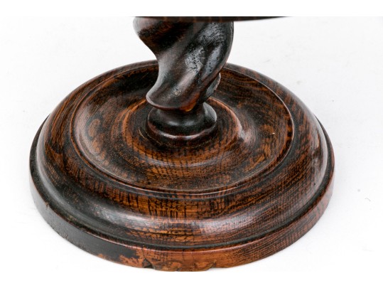 Two Antique, Associated Oak Carved Barley Twist Compote Bowls