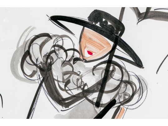Signed Gouache On Paper Fashion Illustration, Circa 1964
