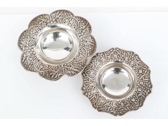 Two Compatible Vintage Egyptian Silver Footed Bowls, 9.87 Ozt. 