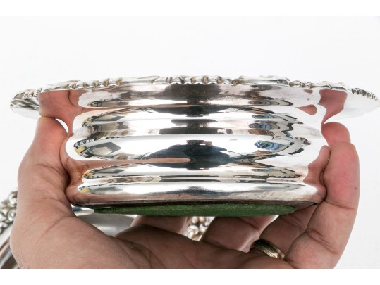 Pair Of Fine Vintage Silverplate Mounted Wine Coasters