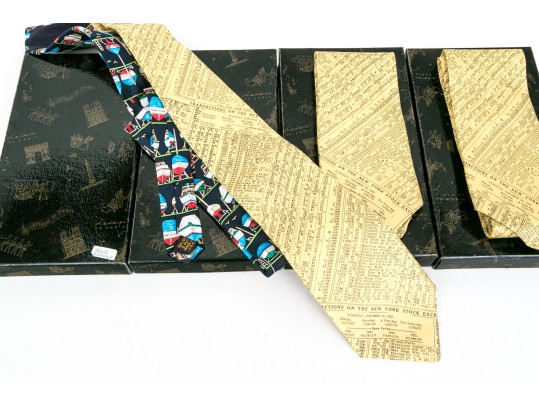 Four Boxed Designer Silk Men's Ties, Alynn Neckwear For Lederer Paris