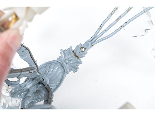 Pair Of Vintage Paint Decorated Metal Sconces