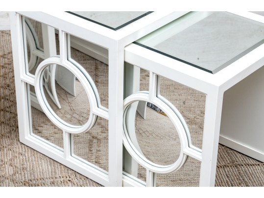 Set Of Four Stylish Mirrored Nesting Tables, Including Two Pairs