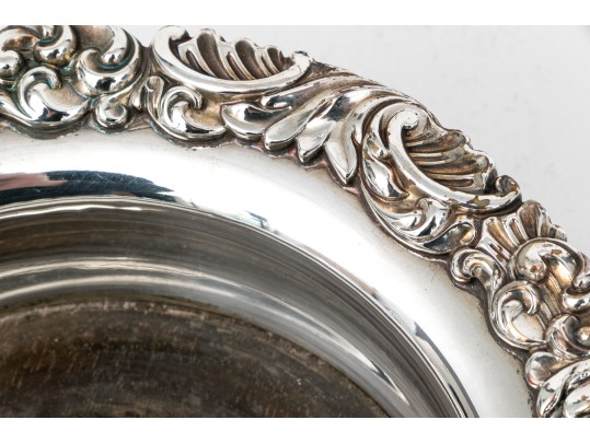 Pair Of Fine Vintage Silverplate Mounted Wine Coasters