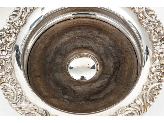 Pair Of Fine Vintage Silverplate Mounted Wine Coasters