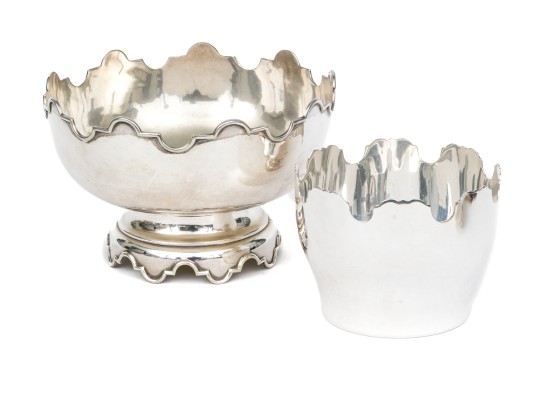 Two Fine Vintage Silverplate Monteith Bowls