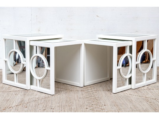 Set Of Four Stylish Mirrored Nesting Tables, Including Two Pairs