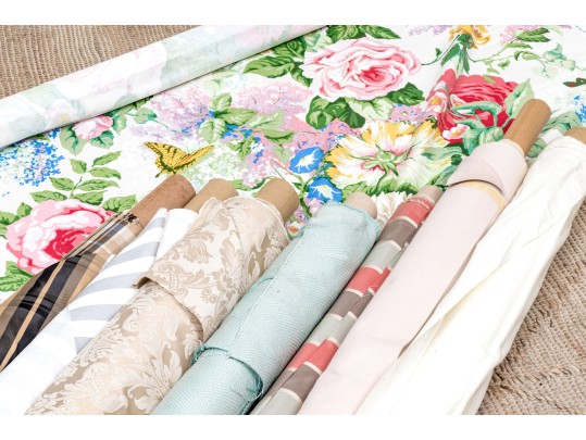 Group Of Rolls Of A Variety Of Quality Upholstery And Drapery Fabrics