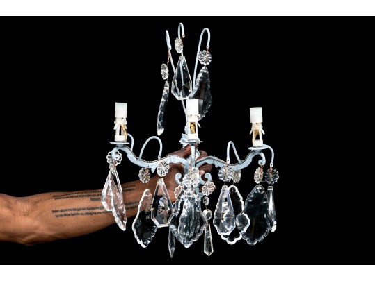 Pair Of Vintage Paint Decorated Metal Sconces