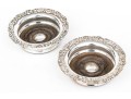 Pair Of Fine Vintage Silverplate Mounted Wine Coasters