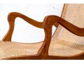 Stylish Vintage Wood And Cane Chaise Lounge