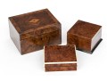 Group Of Three Fine Vintage / Antique Figured Wood Boxes