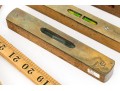 Group Of Six Vintage Drafting Implements With Levels And Rulers