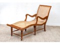Stylish Vintage Wood And Cane Chaise Lounge