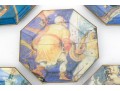 Vintage Set Of Twelve Decoupage Astrological Octagonal Plates