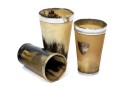 Group Of Three Vintage / Antique Silver Mounted Horn Cups 