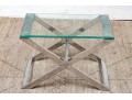 Sleek Chrome And Glass Top 'X' Form Side Table