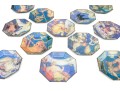 Vintage Set Of Twelve Decoupage Astrological Octagonal Plates