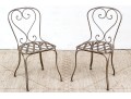 Pair Of Hand Wrought Iron Steel Side Chairs