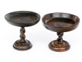Two Antique, Associated Oak Carved Barley Twist Compote Bowls