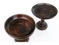 Two Antique, Associated Oak Carved Barley Twist Compote Bowls