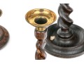 Collection Of 10 Antique Barley Twist Wood Candlesticks