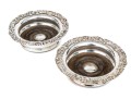 Pair Of Fine Vintage Silverplate Mounted Wine Coasters