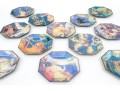 Vintage Set Of Twelve Decoupage Astrological Octagonal Plates