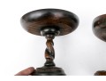 Two Antique, Associated Oak Carved Barley Twist Compote Bowls