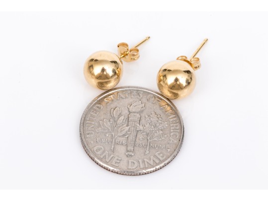18k Yellow Gold Classic 7mm Ball Style Earrings