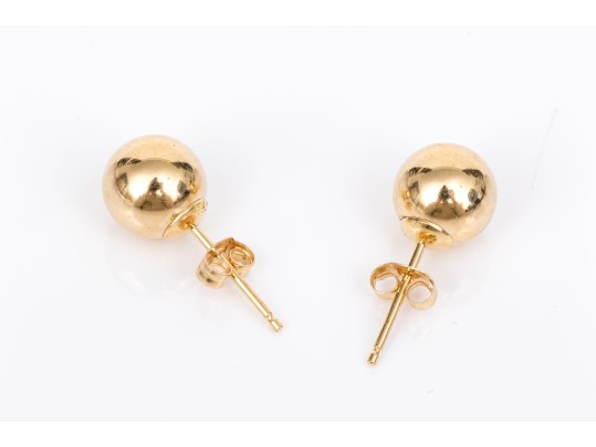 18k Yellow Gold Classic 7mm Ball Style Earrings