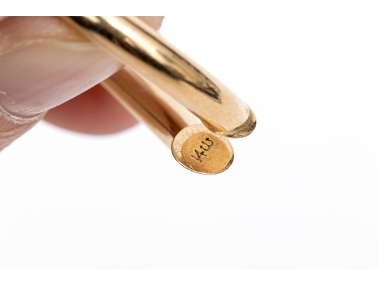 14k Yellow Gold Simple Round Tube Clip On Style Hoop Earrings