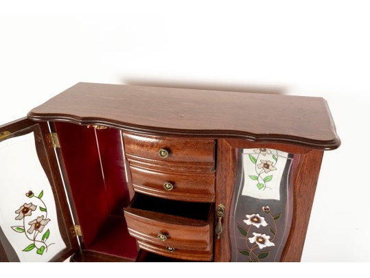 Vintage Wood Jewelry Armoire 