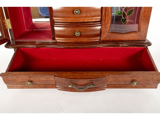Vintage Wood Jewelry Armoire 